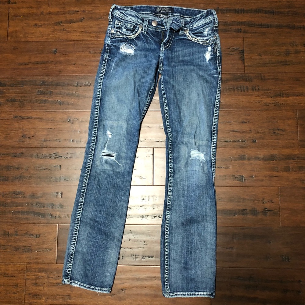 Distressed Silver Jeans💙Sz 28
